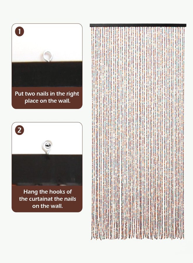 Ezcasch 52 Strands Colorful Beaded Curtain Bamboo Curtain for Doorways Multi-Scenario Application Purely Handmade Beaded Curtain as Insect Screen for Bedroom or Balcony 35.4" x 74.8", Rainbow - Image 4